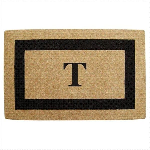 Nedia Home Nedia Home 02080T Single Picture - Black Frame 30 x 48 In. Heavy Duty Coir Doormat - Monogrammed T O2080T
